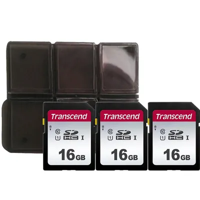 3x Ts16gsdc300s 16gb Uhs-i U1 Sd Memory Card With Memory Card Holder