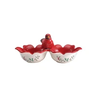 Winterberry 2 Section Cardinal Serve Bowl