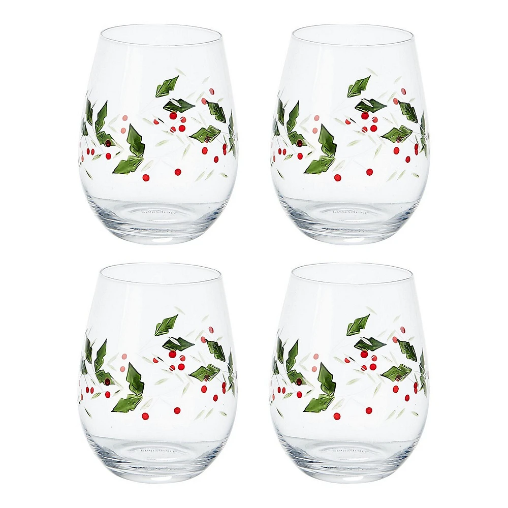 Winterberry 4-Piece Stemless Wine Glass Set