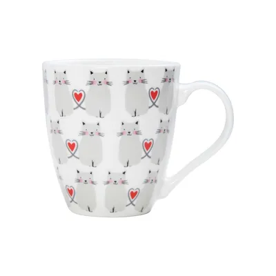 Cat & Hearts Porcelain Barrel Mug