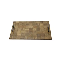 Avery Checkered Wood Serve Tray