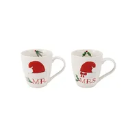 2-Piece Holiday Mr. & Mrs. Hats with Holly Mug Set