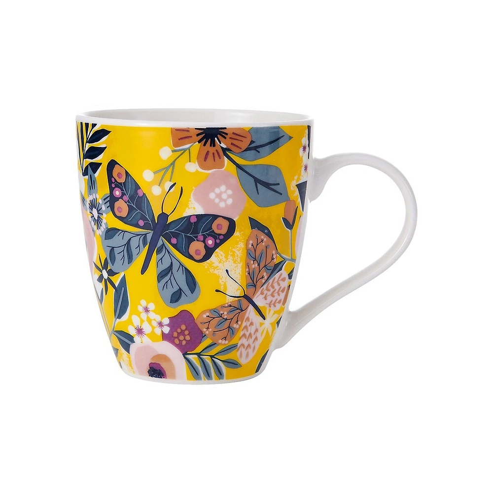 Papillon & Tasse en porcelaine fleurs