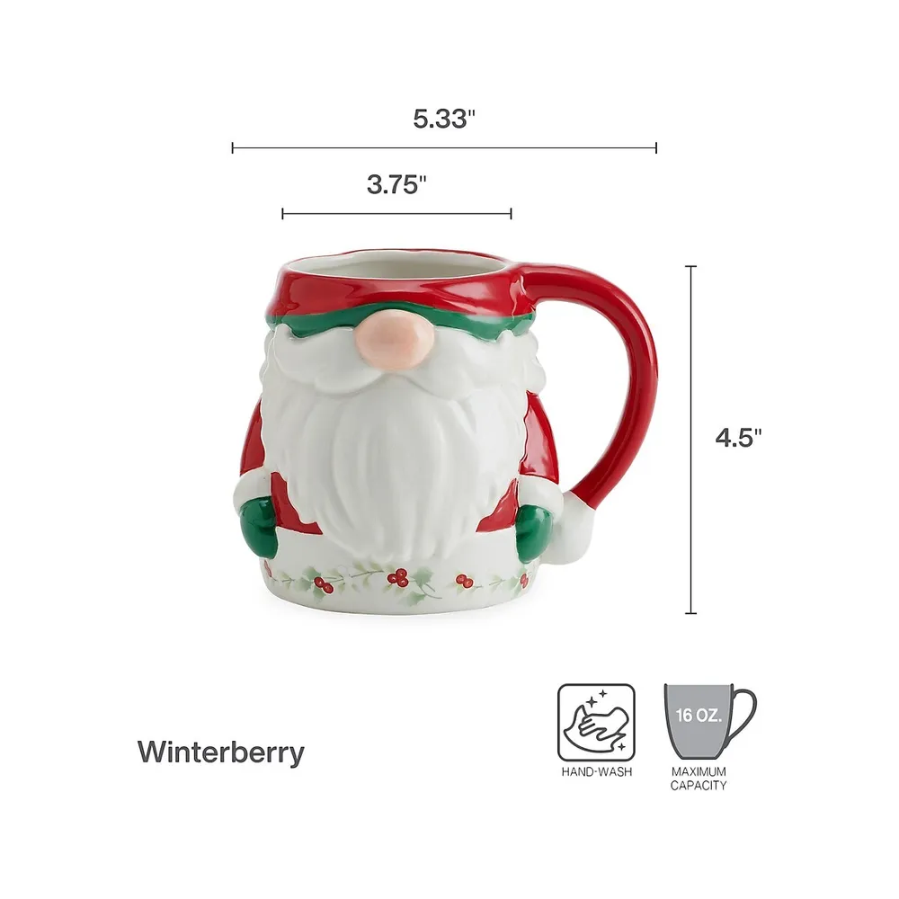 Winterberry Figural Santa Mug