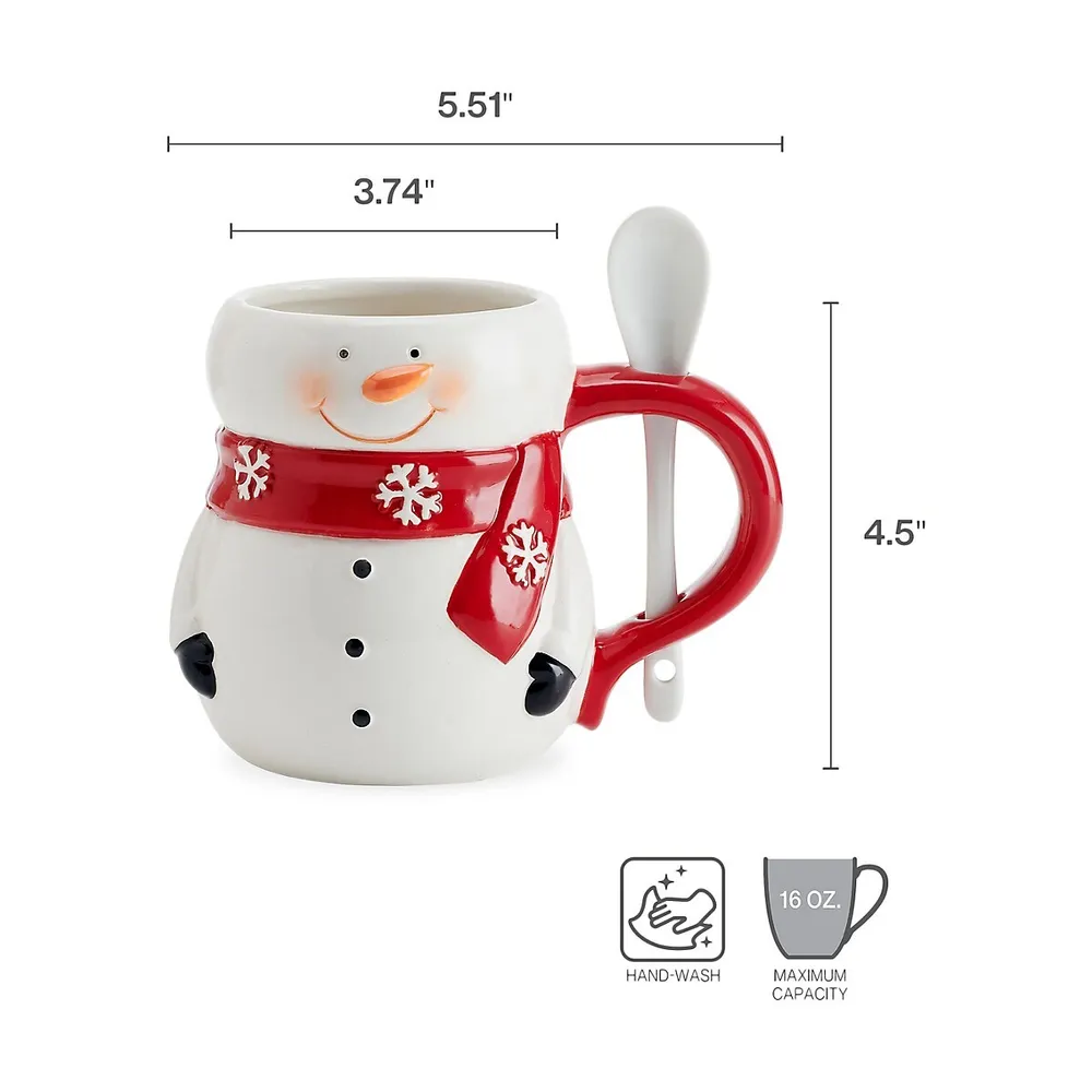 Holiday Figural Snowman Mug and Spoon