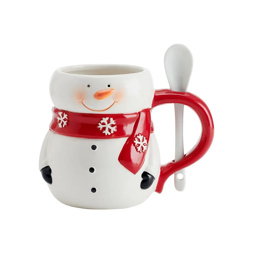 Holiday Figural Snowman Mug and Spoon