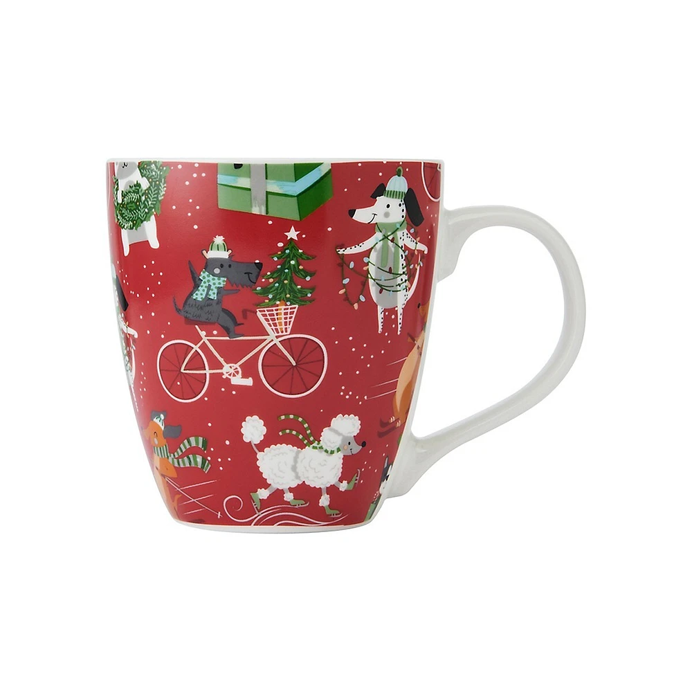 Holiday Dogs On Bikes Porcelain Mug