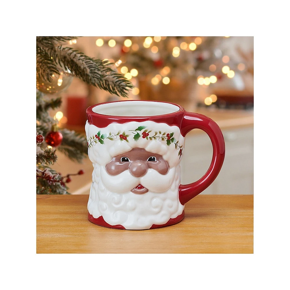 Winterberry Santa Figural Mug