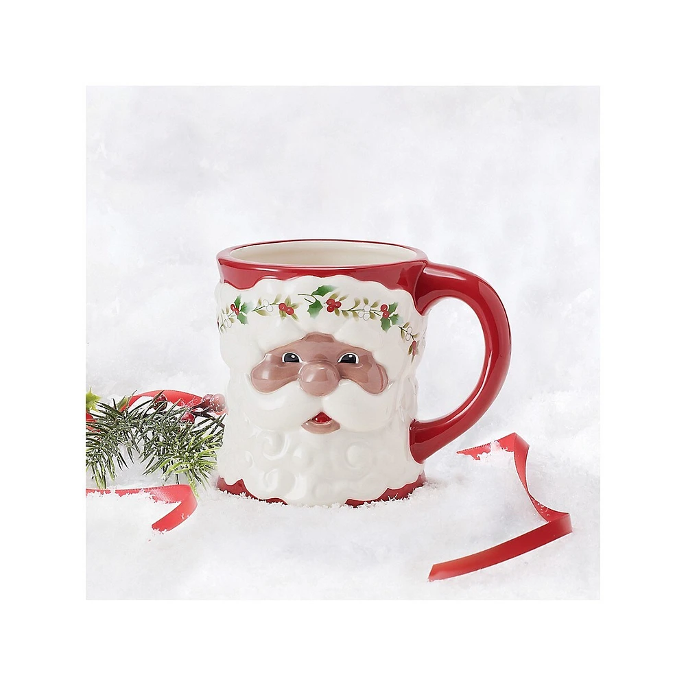 Winterberry Santa Figural Mug