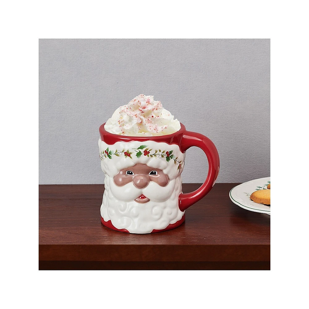 Winterberry Santa Figural Mug