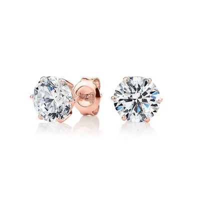 Round Brilliant Stud Earrings With Carats* Of signature simulant diamonds in 10 Karat Gold
