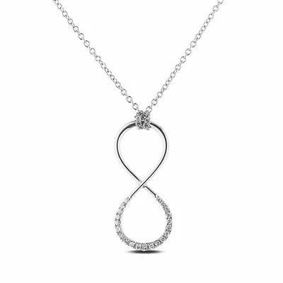 925 Sterling Silver 0.10 Cttw Canadian Diamond Infinity Symbol Pendant And Chain