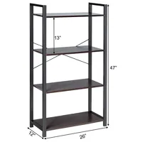 4-tier Bookshelf Industrial Bookcase Diaplay Shelf Storage Rack Rustic Brown/black