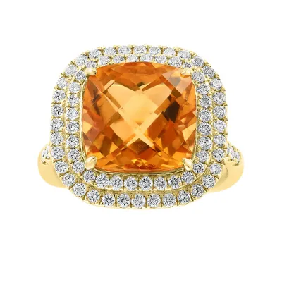 Gold Diamond Citrine Ring