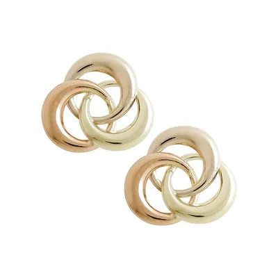 14K Tri Colour Love Knot Earrings