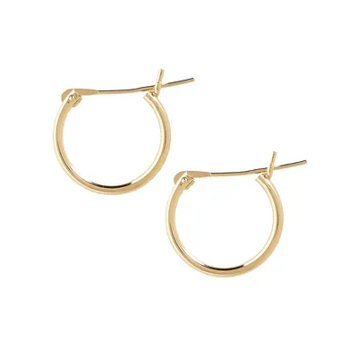 14K Yellow Gold 13mm Tube Hoop Earrings
