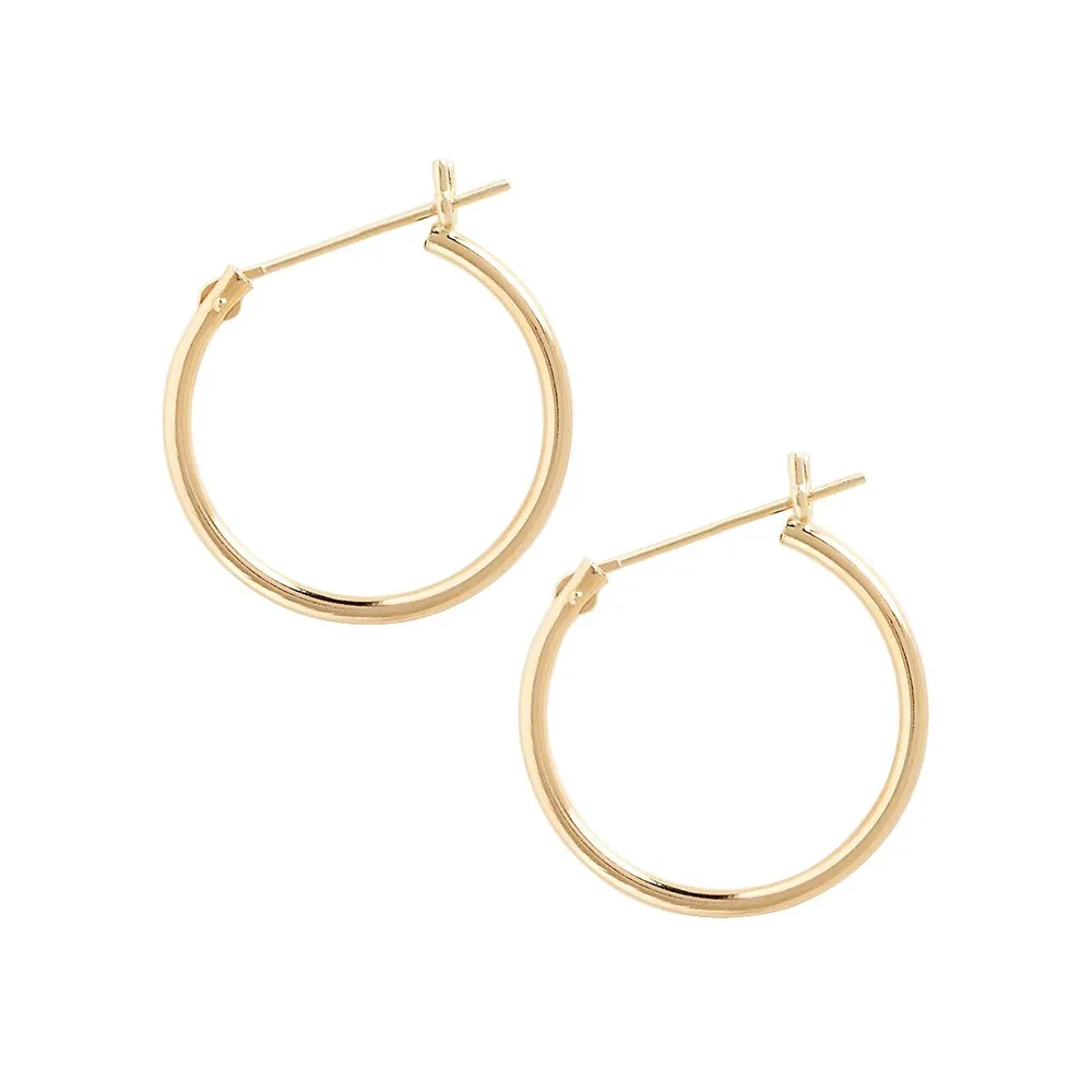 14K Yellow Gold Tube Hoop Earrings