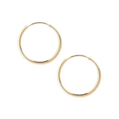 14K Yellow Gold 16mm Endless Hoop Earrings