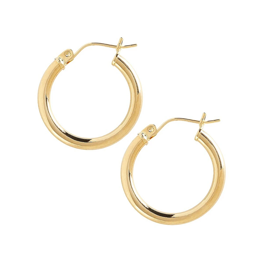 14K Yellow Gold Tube Hoop Earring