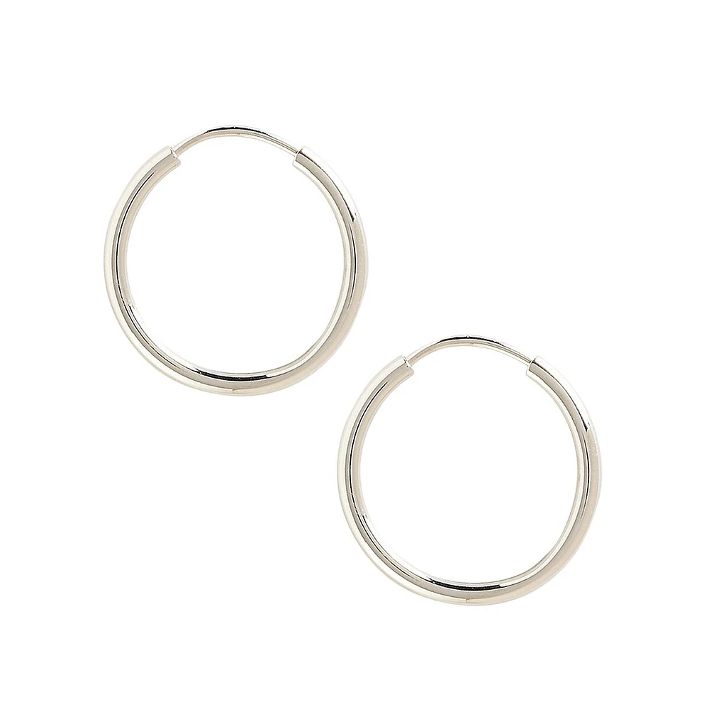 14K White Gold 14mm Endless Hoop Earrings