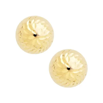 14K Yellow Gold Swirl Cut Ball Stud Earrings