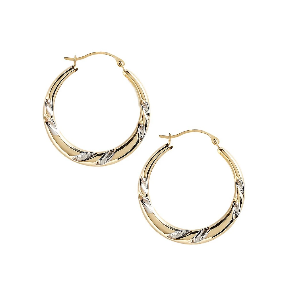 Anneaux d'oreilles gravés en or 14 ct