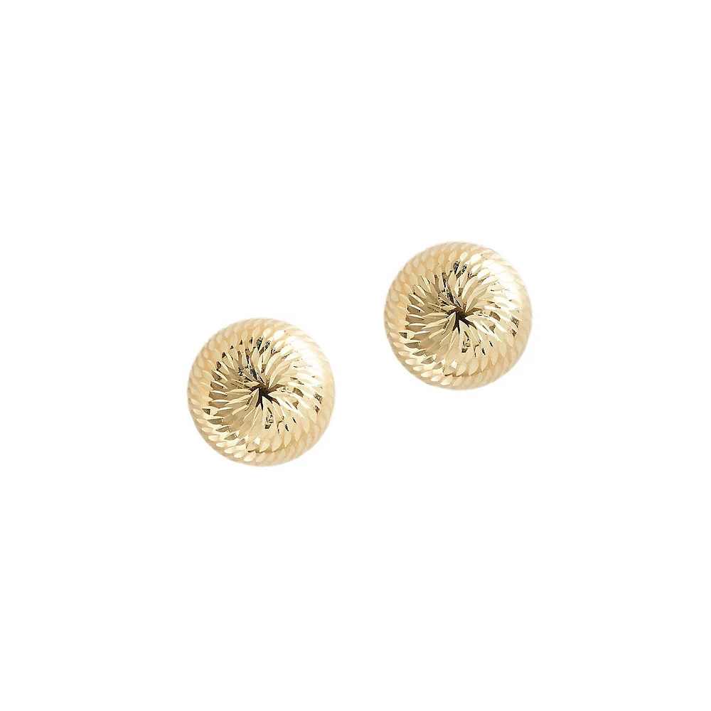 14K Yellow Gold Dome Ball Earrings