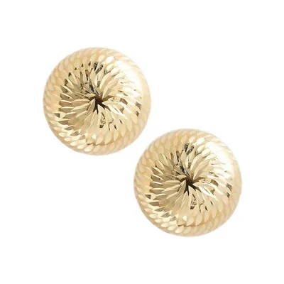 14K Yellow Gold Dome Ball Earrings