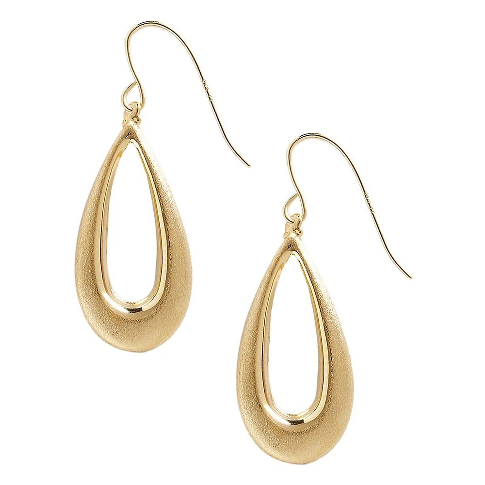 14K Yellow Gold Satin Teardrop Earrings