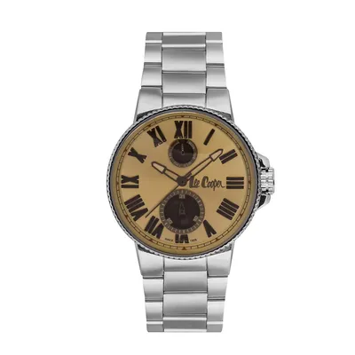 Men's Lc06881.360 Multi-function Silver Watch With A Silver Metal Band And A Brown Dial