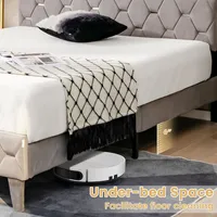 Full/queen Bed Frame Upholstered Platform Mattress Foundation With Storage Headboard