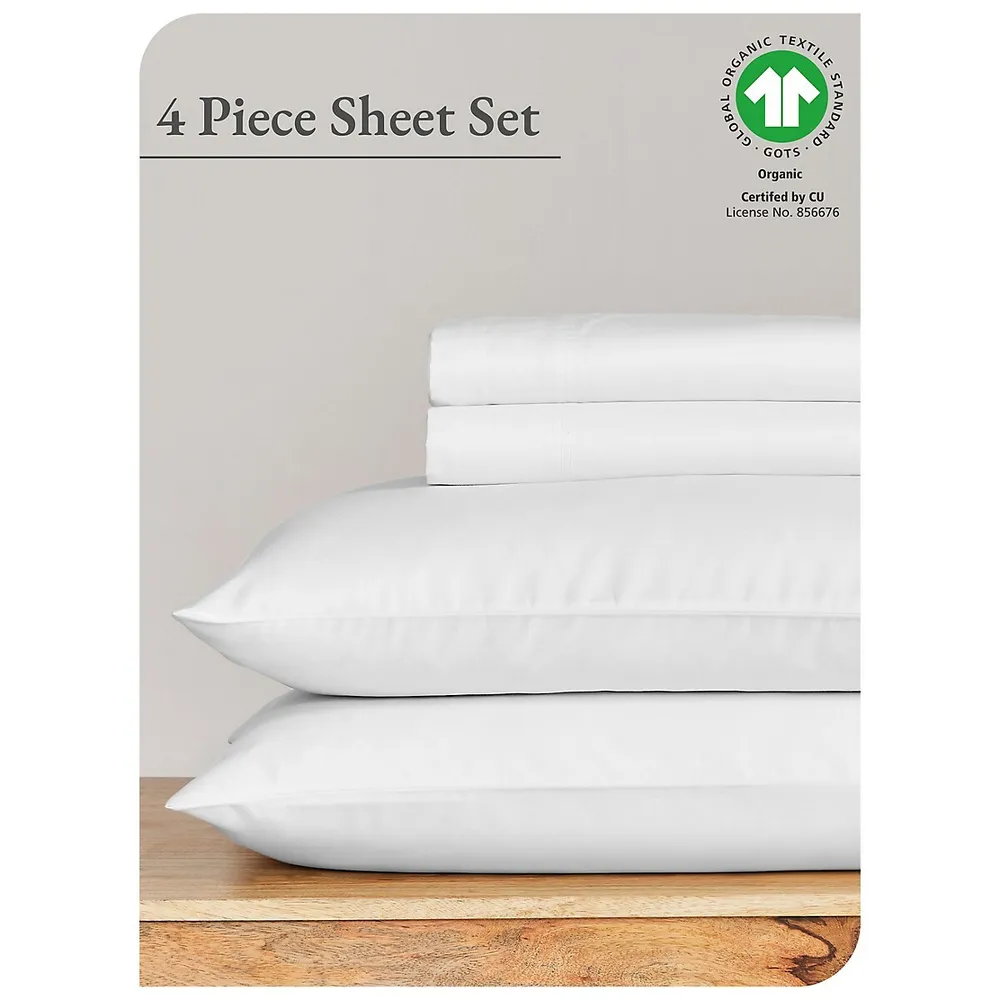100% Organic Cotton Sheet Set, Crisp, Cooling Percale Weave