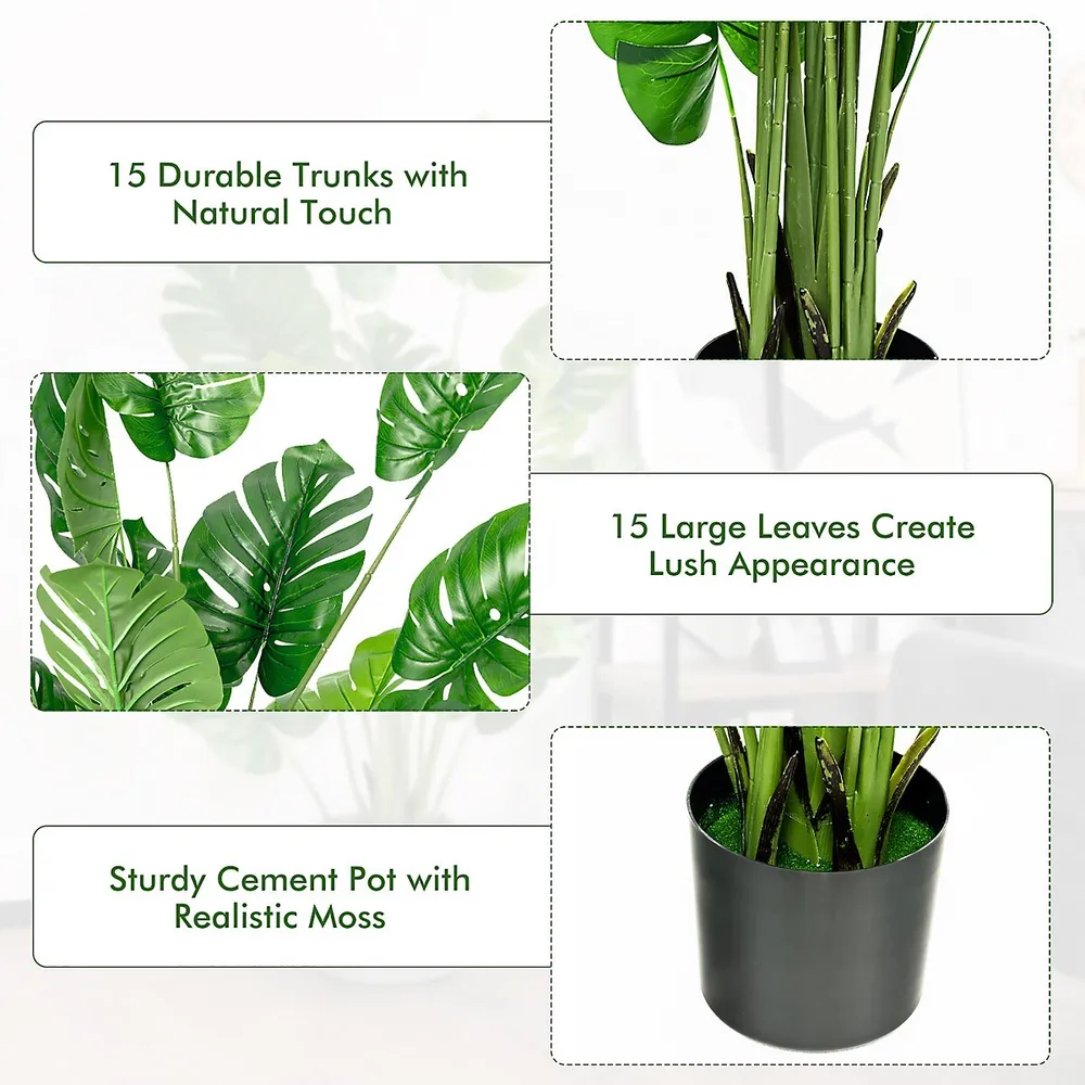 5ft Artificial Tree Faux Monstera Deliciosa Plant For Home Indoor & Outdoor