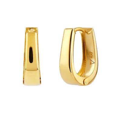 10k Gold Oval Huggie Earrings