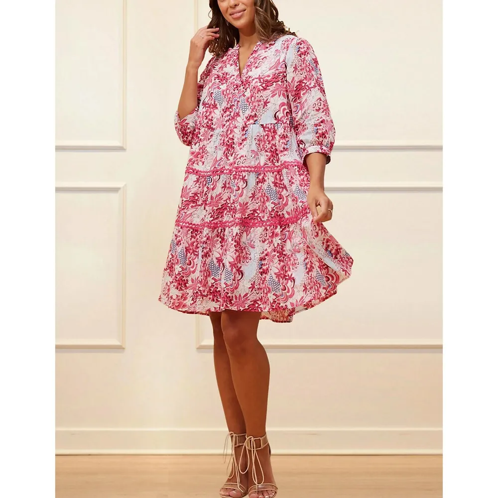 Hortense Dress A Line Floral Print Pink
