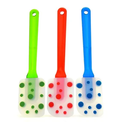 Set Of 3 Silicone Spatulas, Withstands Intense Heat, Polka Dot Pattern