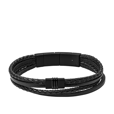 Men's Multi-strand Black Leather Bracelet