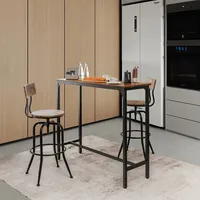 48'' Rectangular Bar Table Kitchen Dining Table W/ Steel Frame & Adjustable Feet