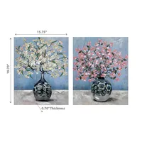 Hand Painted Canvas Wall Art Blossomed Blooms - Set Of 2