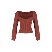 Women Regular Fit Basic Sweetheart Knitwear Sweater