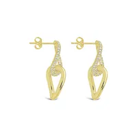 Cz Link Drop Studs Earring Sterling Forever Gold