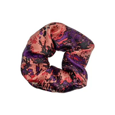 Pure Mulberry Silk French Scrunchie | Cabernet Sauvignon | Abstract Print | 2 Inch | 20 Momme | Brush Collection