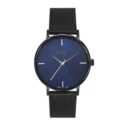 Men's Lc06891.690 3 Hand Black Watch With A Black Mesh Band And A Blue Dial