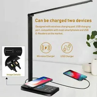 Led Desk Lamp With Wireless Charger, Usb Charging Port For Home Office, Touch Control