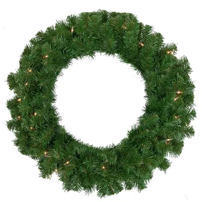 Pre-lit Dorchester Pine Artificial Christmas Wreath, 24-inch, Clear Lights