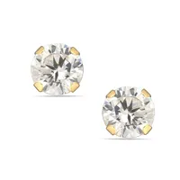 10kt Cz And Gold Ball Set Earrings