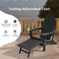 Patio Folding Adirondack Chair Hdpe All-weather Pull-out Ottoman Whiteblackcoffeegreyturquoise