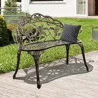 Outdoor Garden Bench Chair Loveseat Cast Aluminum Patio Antique Rose
