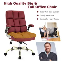 High Back Big & Tall Office Chair Adjustable Swivel W/ Flip-up Arm Red