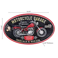 Embossed Oval Metal Sign Motorcycle Garage